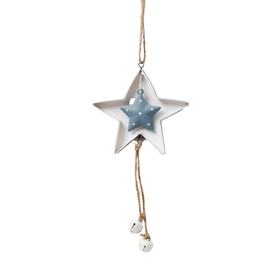 4PK Urban Tree/Star Hanging Christmas Decoration 30cm Blue Assorted