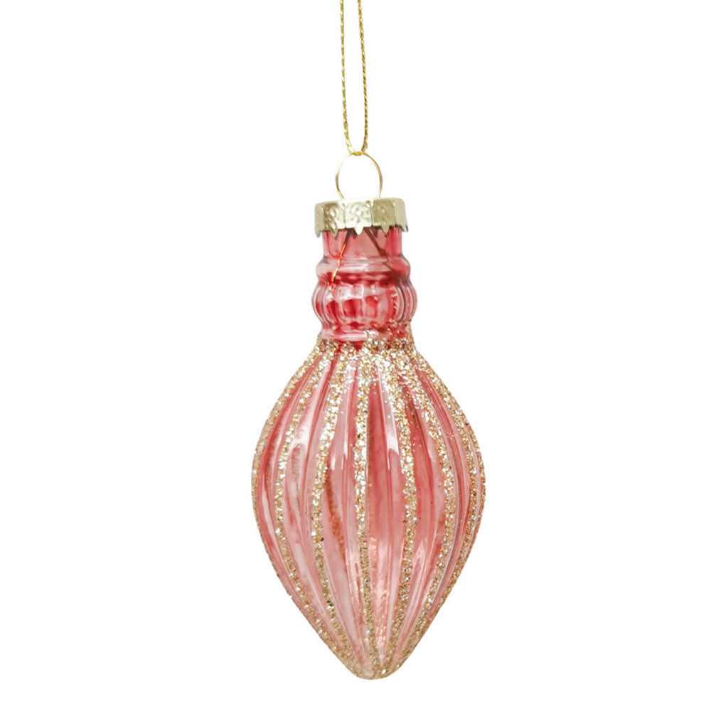 8PK Urban Bulb Drop Glass Baubles Hanging Christmas Decor 11cm Pink Assorted