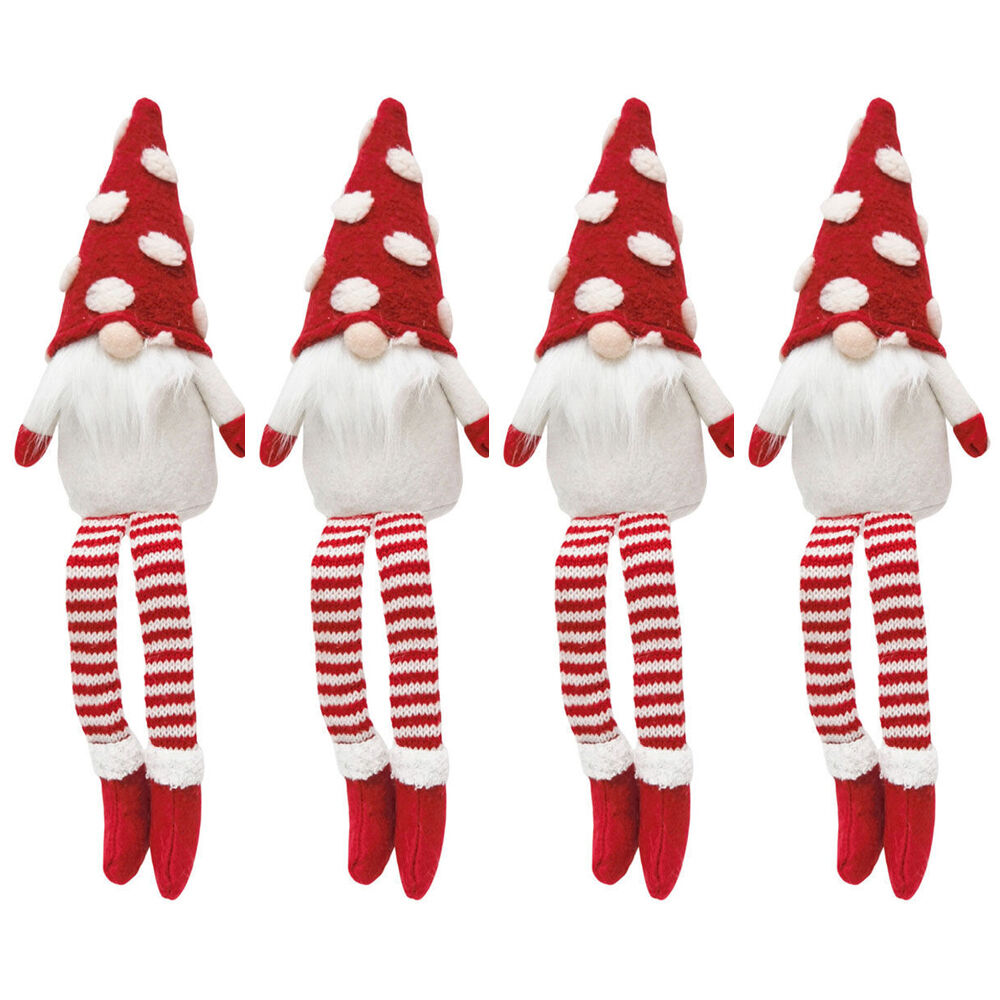 4PK Urban Tomte Sitting Christmas Decoration 37cm Red/White Assorted