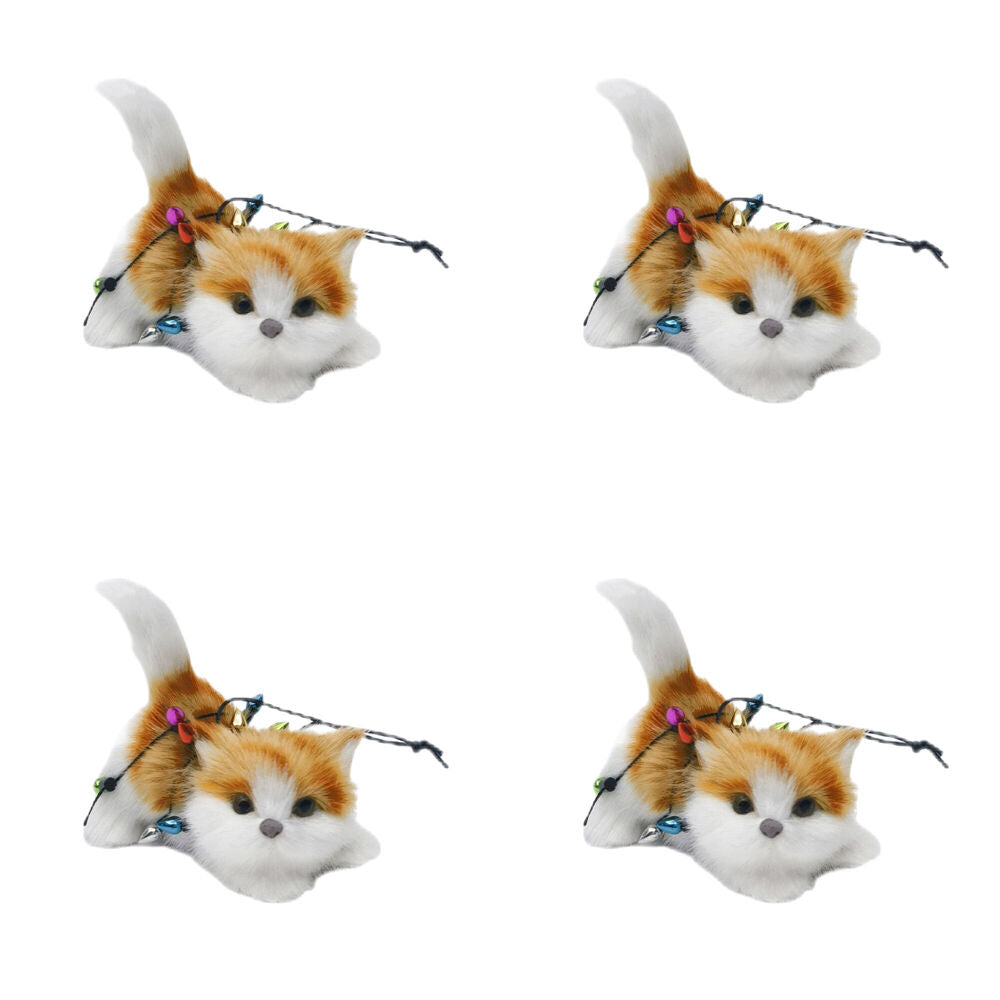 4PK Urban Playful Cat Hanging Christmas Decoration 7cm White/Orange