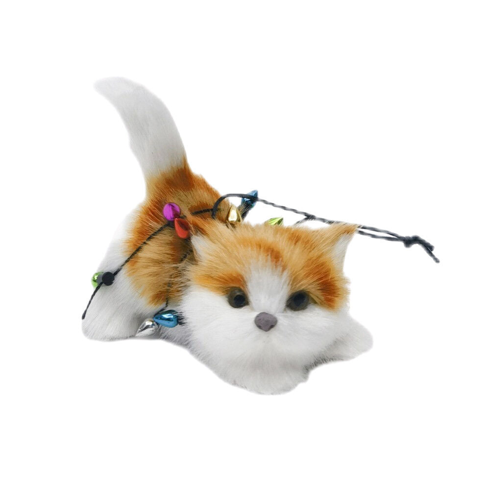 4PK Urban Playful Cat Hanging Christmas Decoration 7cm White/Orange