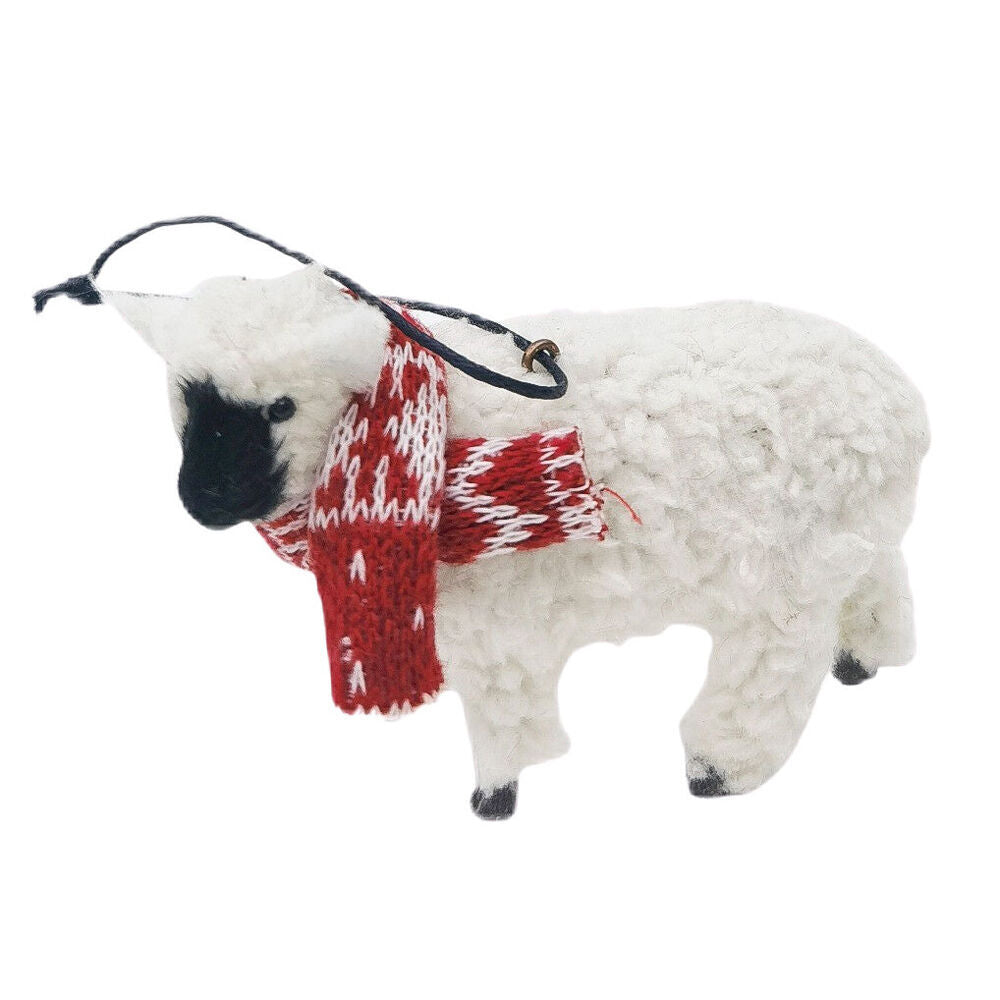 4PK Urban Sheep Hanging Christmas Tree Decoration 10cm White/Black