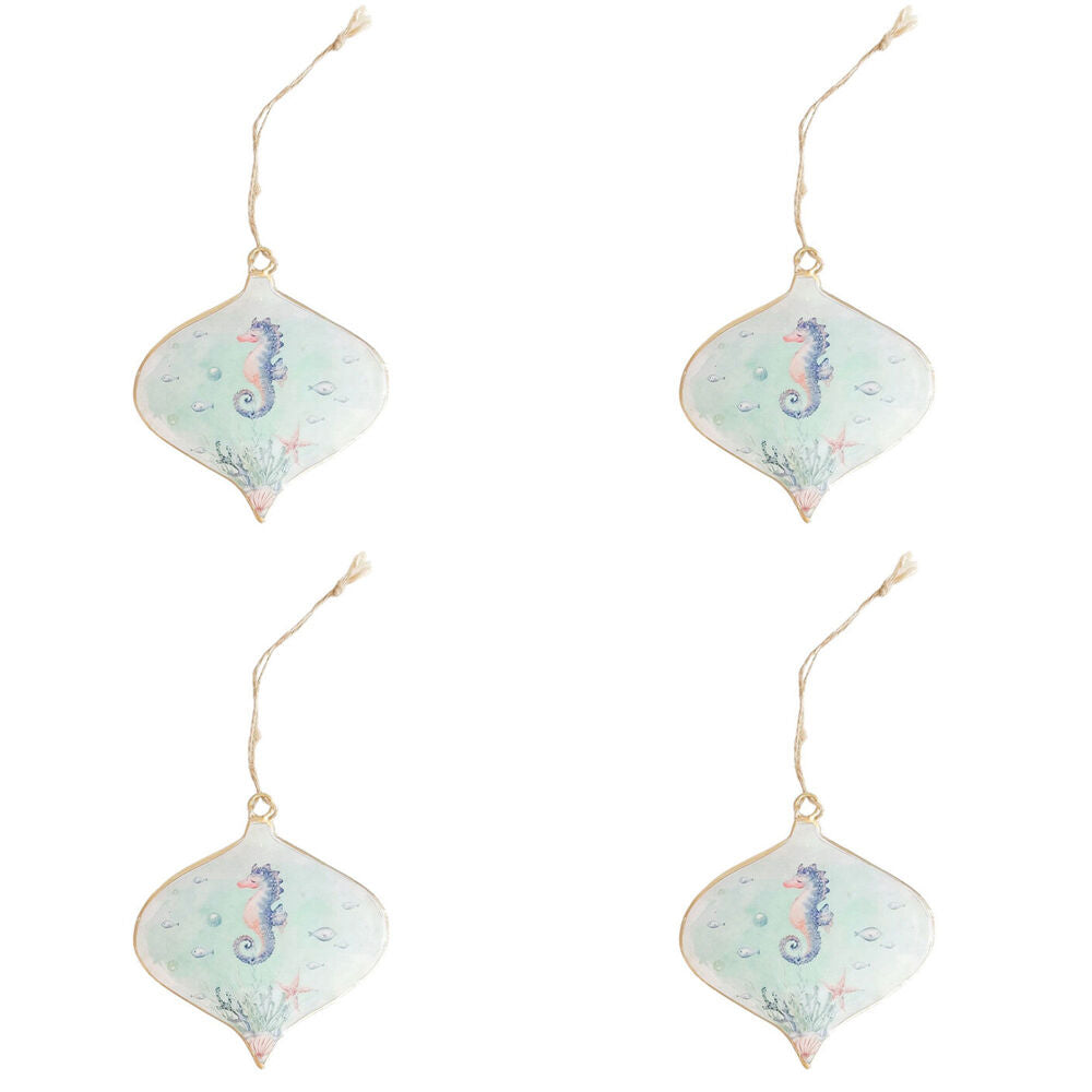 4PK Urban Sea Jellyfish/Seahorse Metal Hanging Decor 10cm Blue/Purple Assorted