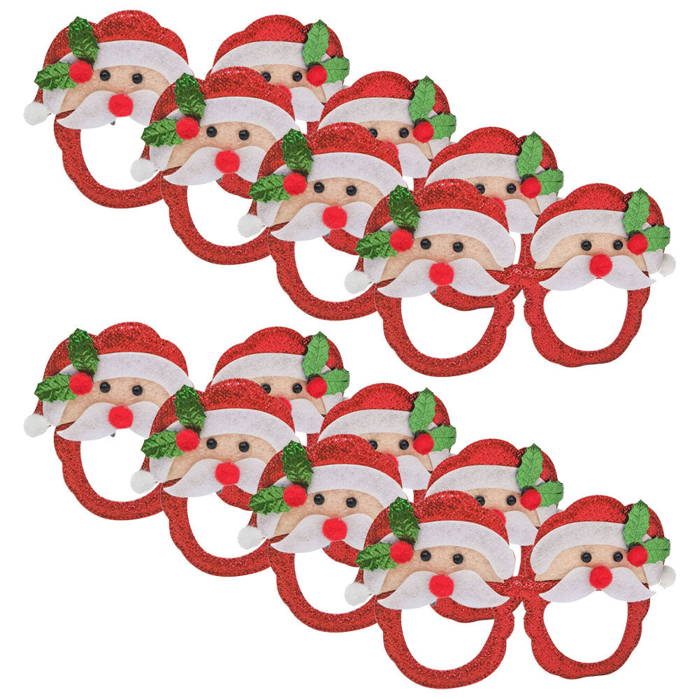8PK Urban Santa Claus Festive Christmas Novelty Eye Glasses 15cm Red