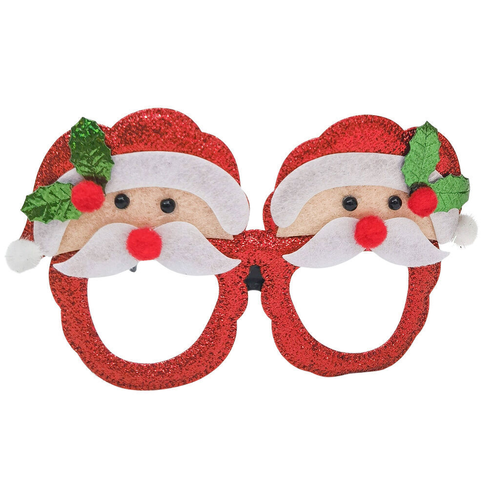 8PK Urban Santa Claus Festive Christmas Novelty Eye Glasses 15cm Red