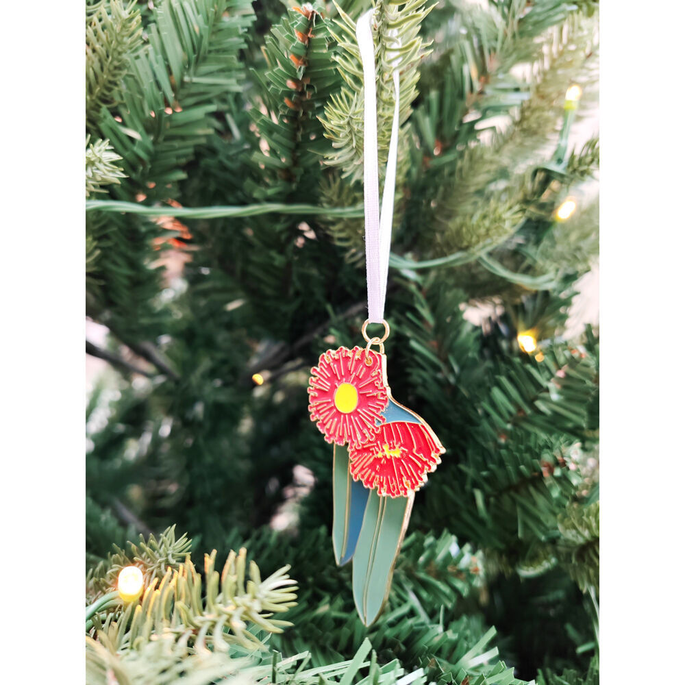 3PK Urban Australian Flora Hanging Christmas Decoration 8cm Red/Green