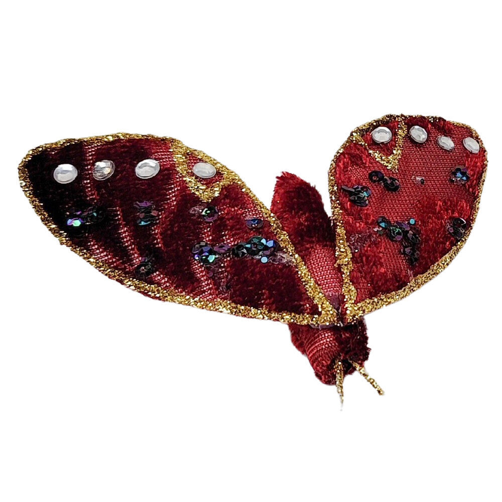 8PK Urban Moth Clip Christmas Decoration Ornament 9cm Burgandy/Red