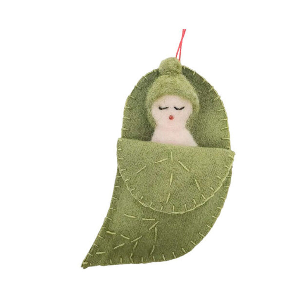 2PK Urban May Gibbs Sleeping Gumnut Baby Fabric Hanging Decoration 10cm Green