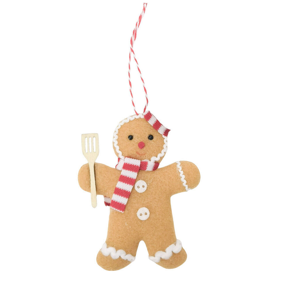 9PK Urban Gingerbread Hanging Christmas Decoration 9cm Brown/Red/White Assorted