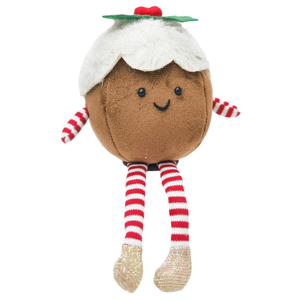 2PK Urban Fluffy Pudding Sitting Christmas Decoration 22cm Brown/White