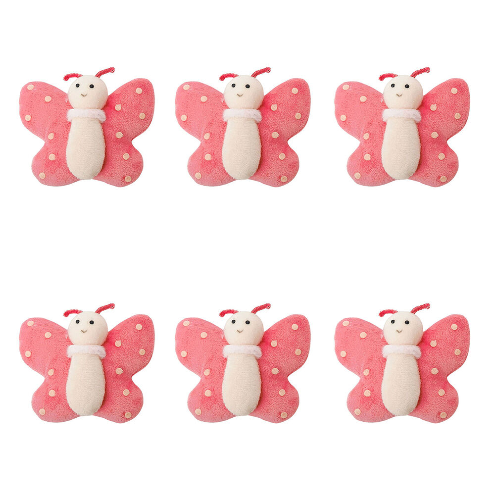6PK Urban Fabric Butterflies Hanging Christmas Decoration 10cm Pink Assorted