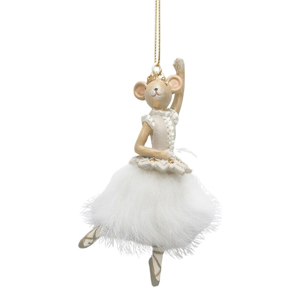 4PK Urban Nutcracker/Ballerina Mice Resin Hanging Decor 11cm Bisque Assorted