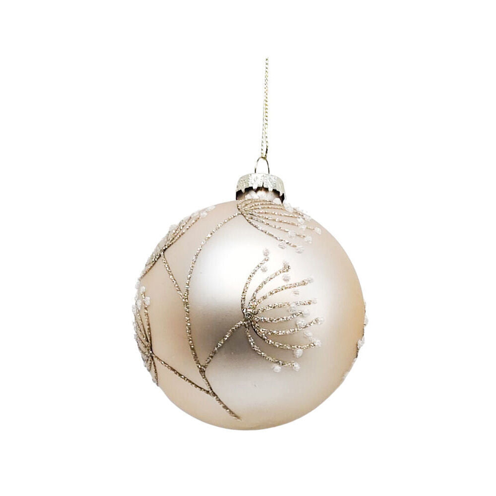 6PK Urban Blossom Baubles Hanging Decoration 8cm Champagne Assorted
