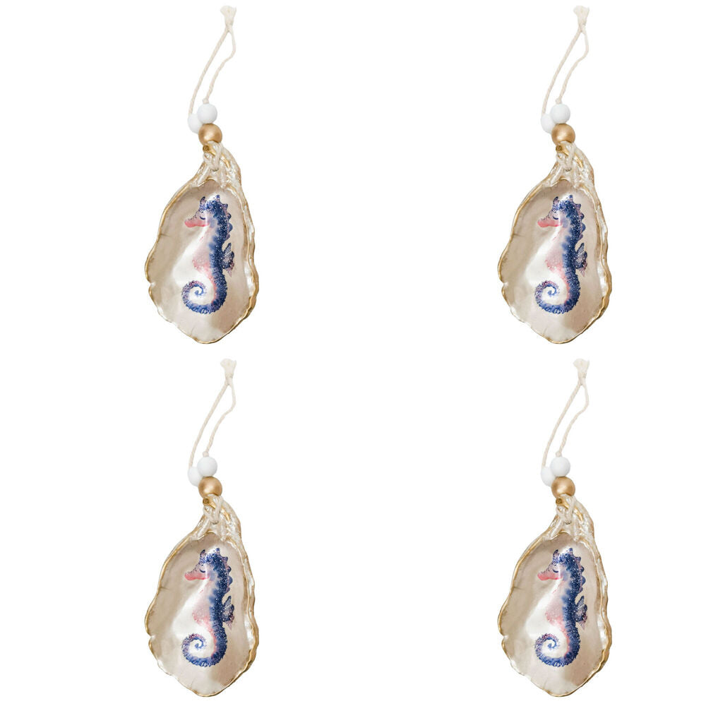 4PK Urban Jellyfish/Seahorse Shell Hanging Christmas Decoration Purple Assorted