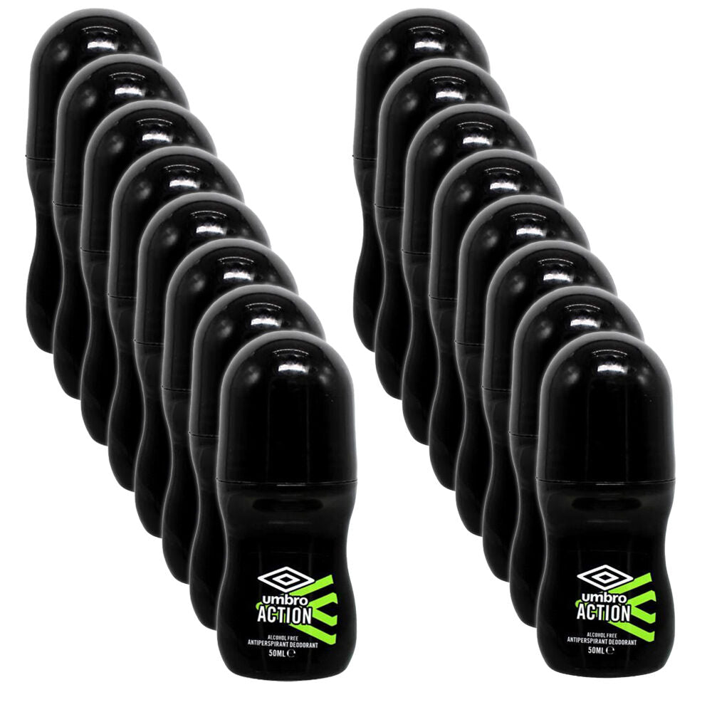 16PK Umbro Men Compact Anti-Perspirant Underarm Roll On Deodorant 50ml Action
