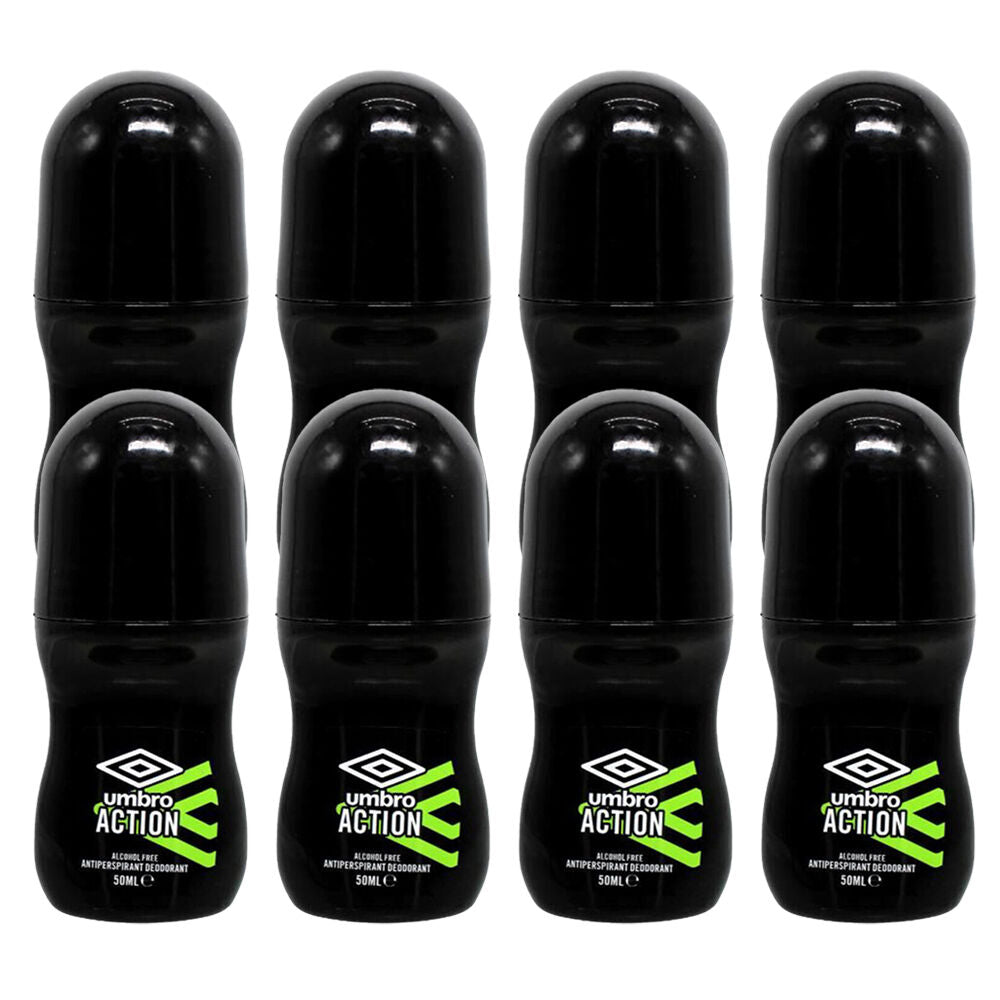 8PK Umbro Men Compact Anti-Perspirant Underarm Roll On Deodorant 50ml Action