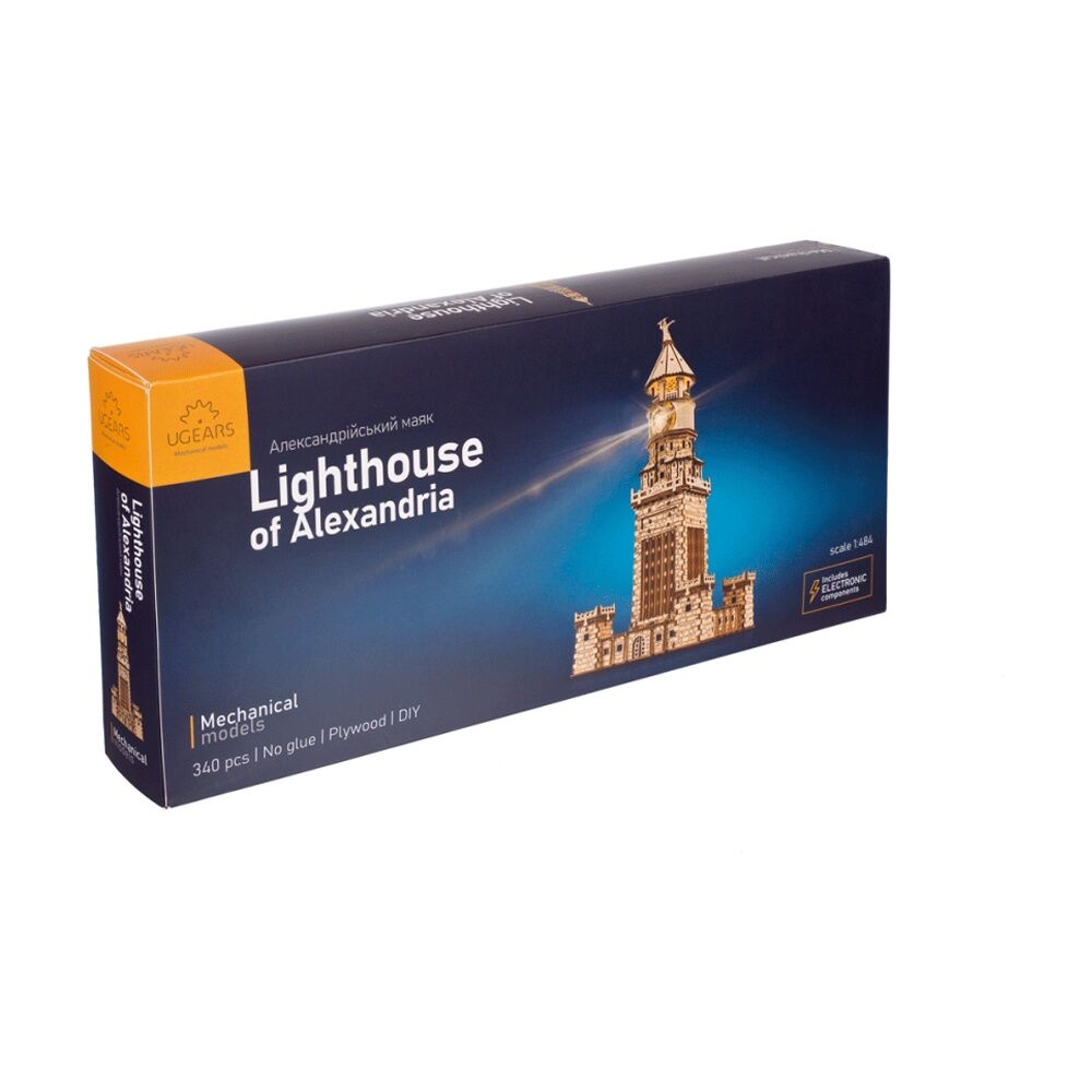 UGears Lighthouse of Alexandria Model Wooden 3D Puzzle w/LED Lamp 340pc 14y+
