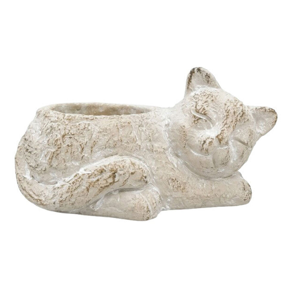2PK Urban Ceramic Fable Cat Outdoor Garden Planter Pot 25x13cm Bisque