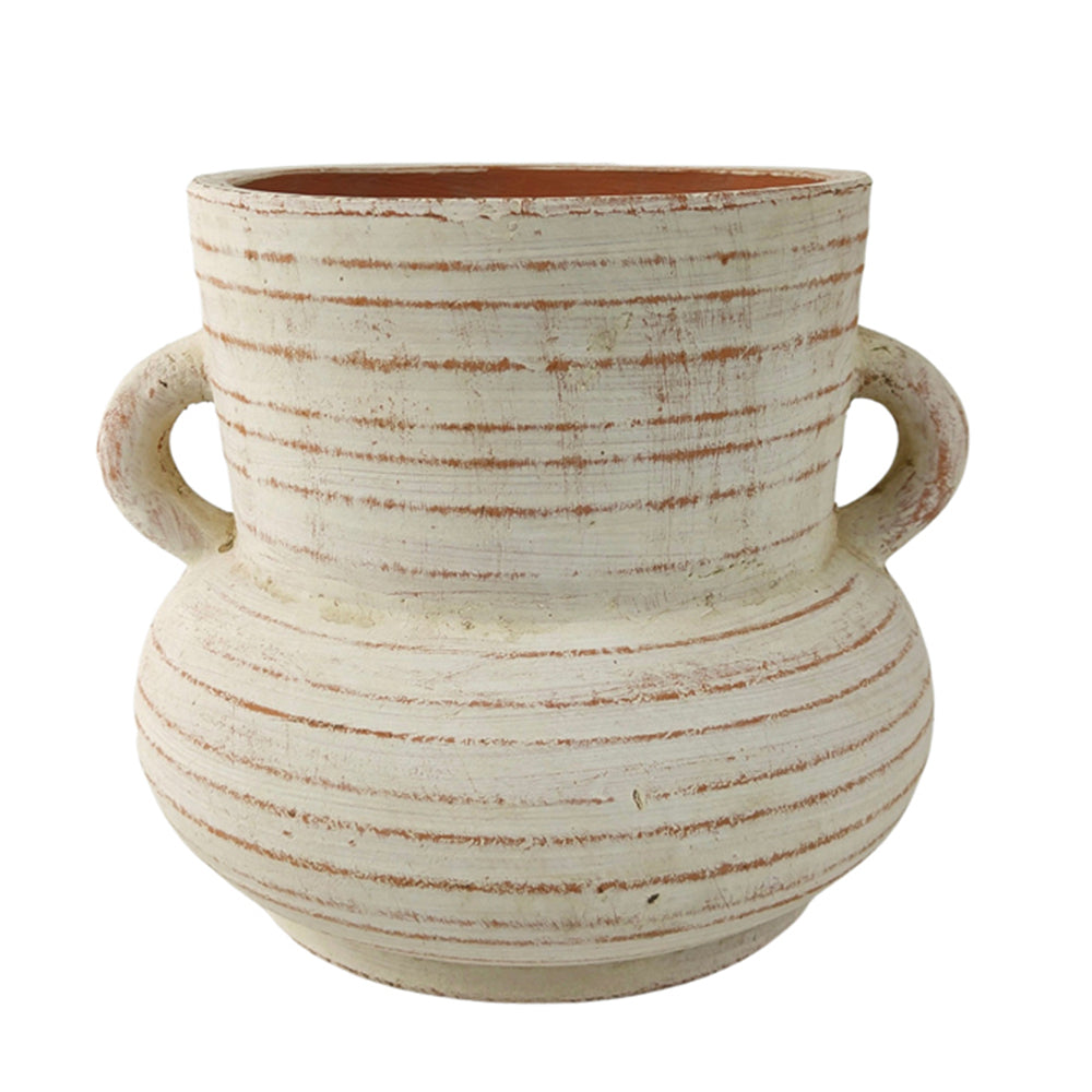 2x Urban Sloane 19cm Concrete Flower/Plant Vase Display Pot Medium - White