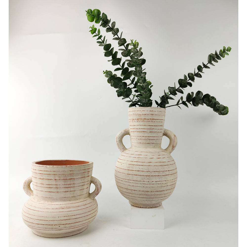 2x Urban Sloane 19cm Concrete Flower/Plant Vase Display Pot Medium - White