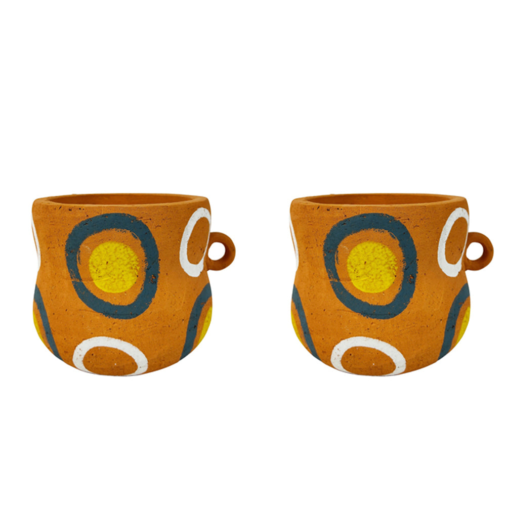 2x Urban Maliah Concrete Circle 16cm Planter Pot Medium - Terracotta