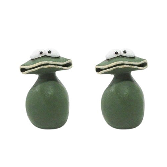 2PK Urban Concrete 11.5cm Frog Ornament Home Decor Small - Green
