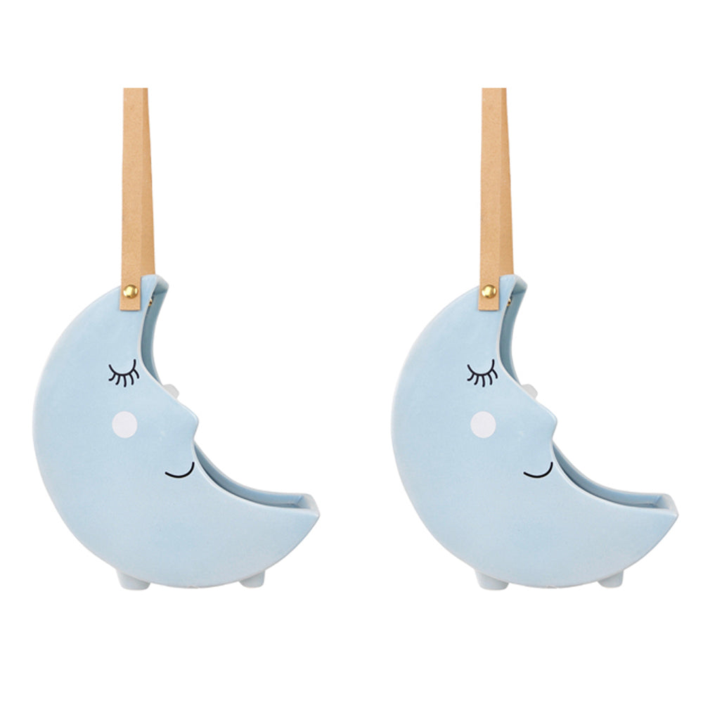 2x Urban Moon 22cm Ceramic Hanging Planter Pot - Blue
