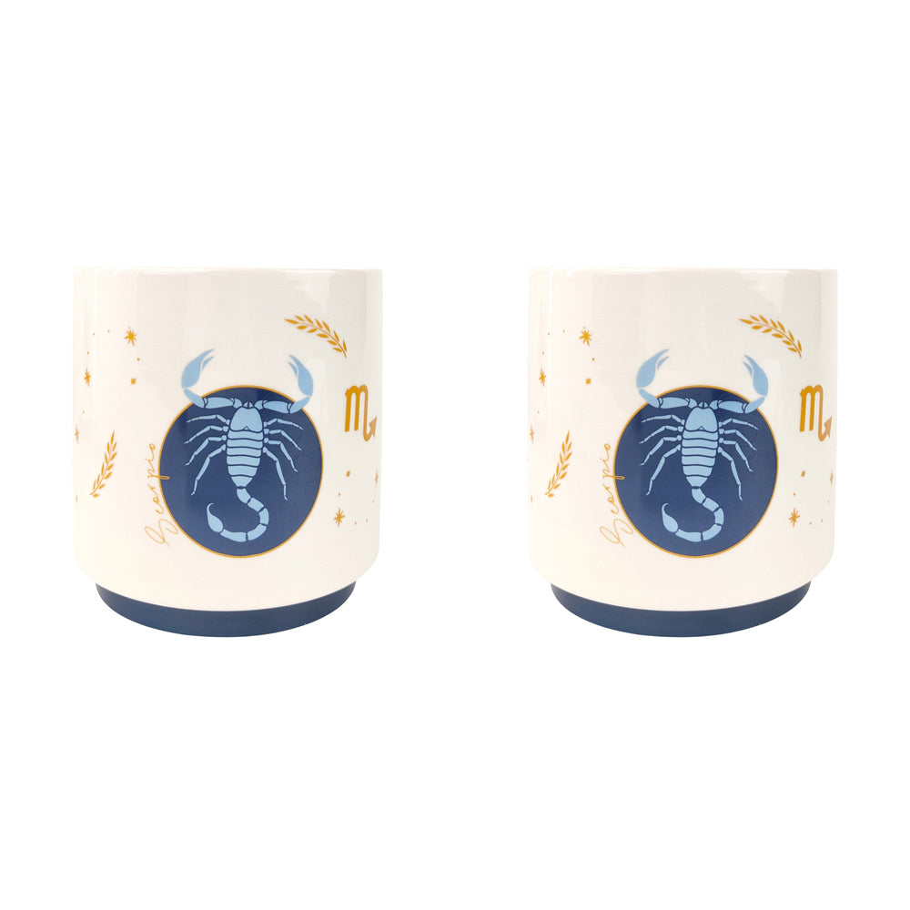 2x Urban Scorpio Zodiac 13cm Ceramic Planter Pot Small - Blue
