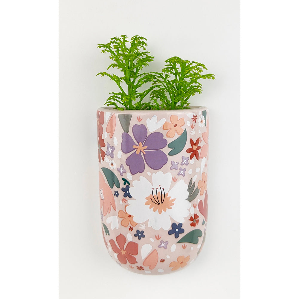 4x Urban Mae 10cm Ceramic Floral Magnet Planter Colourful Flower Pot