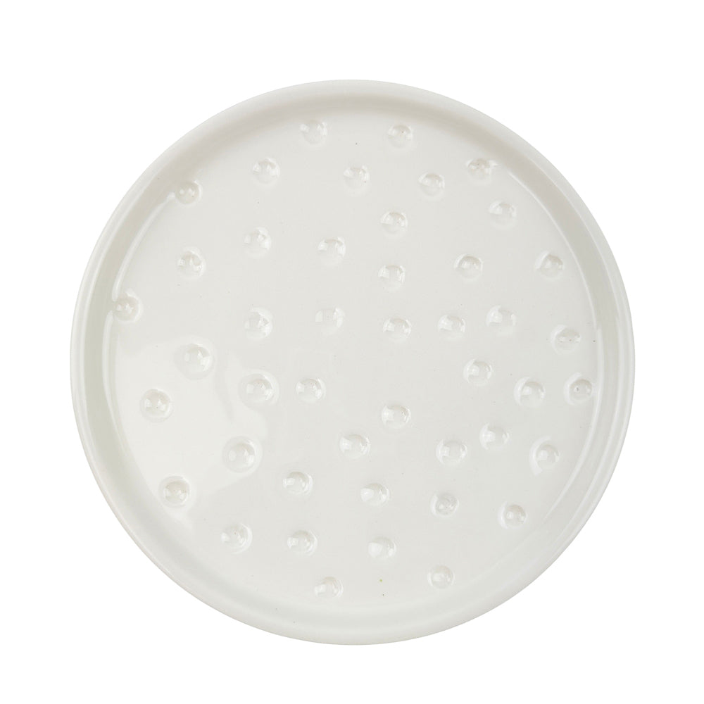 4x Urban 14cm Spotted Ceramic Saucer Home/Garden Plant Plate Small White
