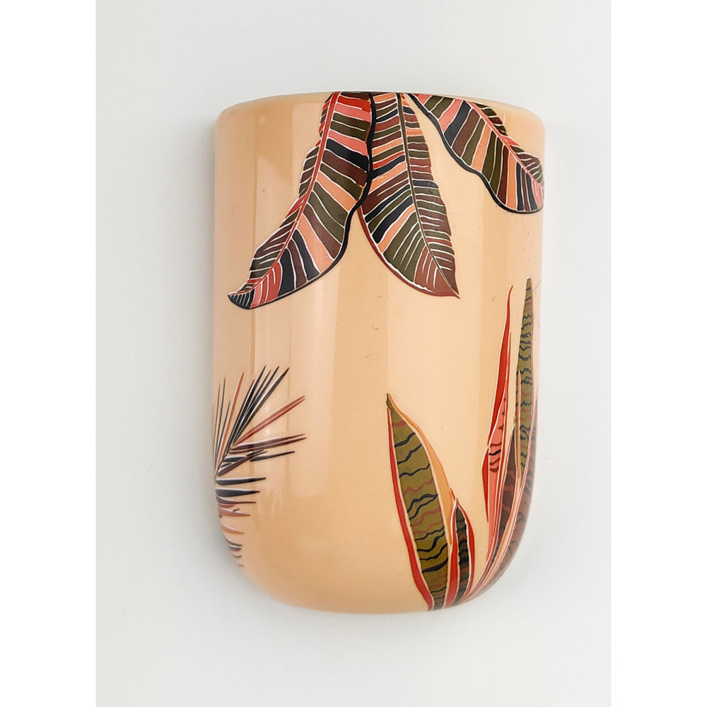 4x Urban Ivy Foliage Magnet 10cm Ceramic Planter Pot - Pink/Green