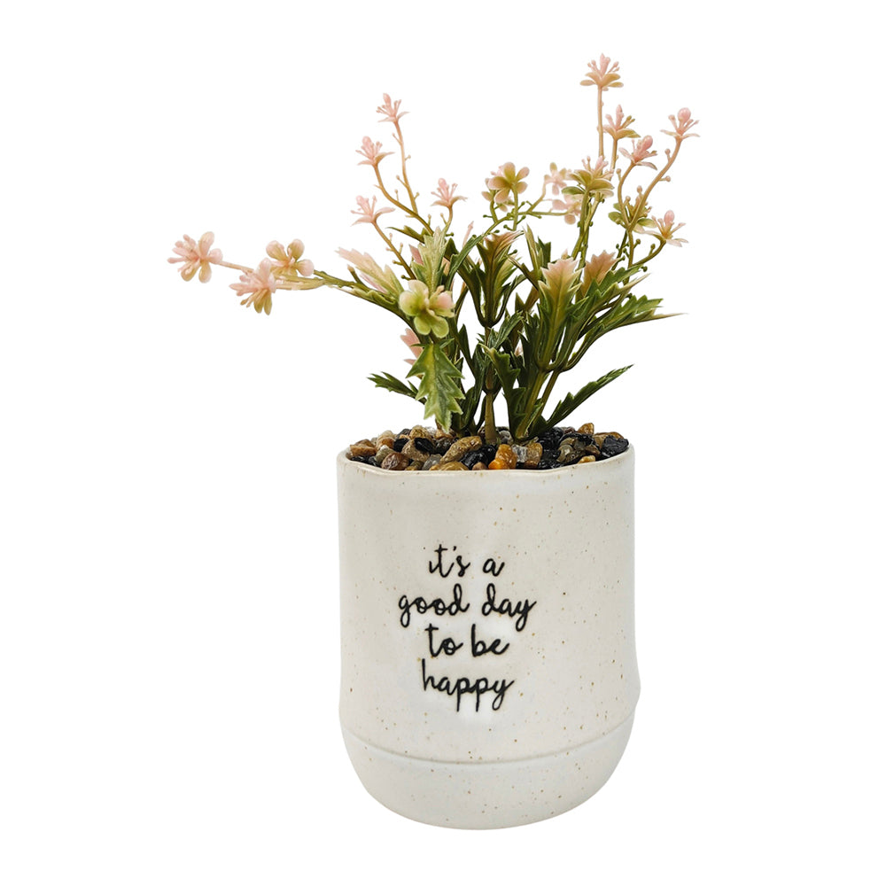 2x Urban Positivity Quote 15cm Artificial Plant Its A Good Day To Be Happy