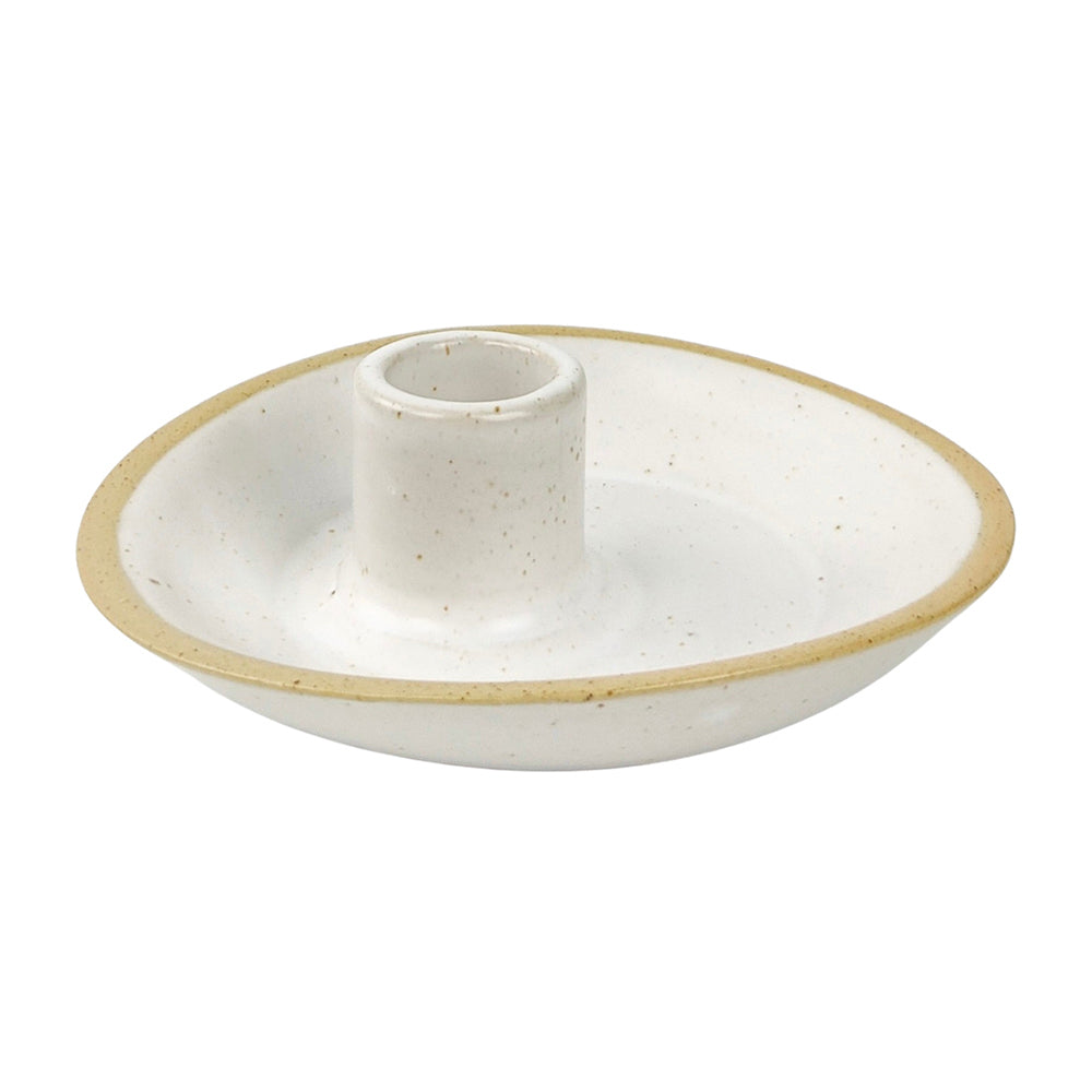 2x Urban 4cm Ceramic Single Tapered Candle Holder - White