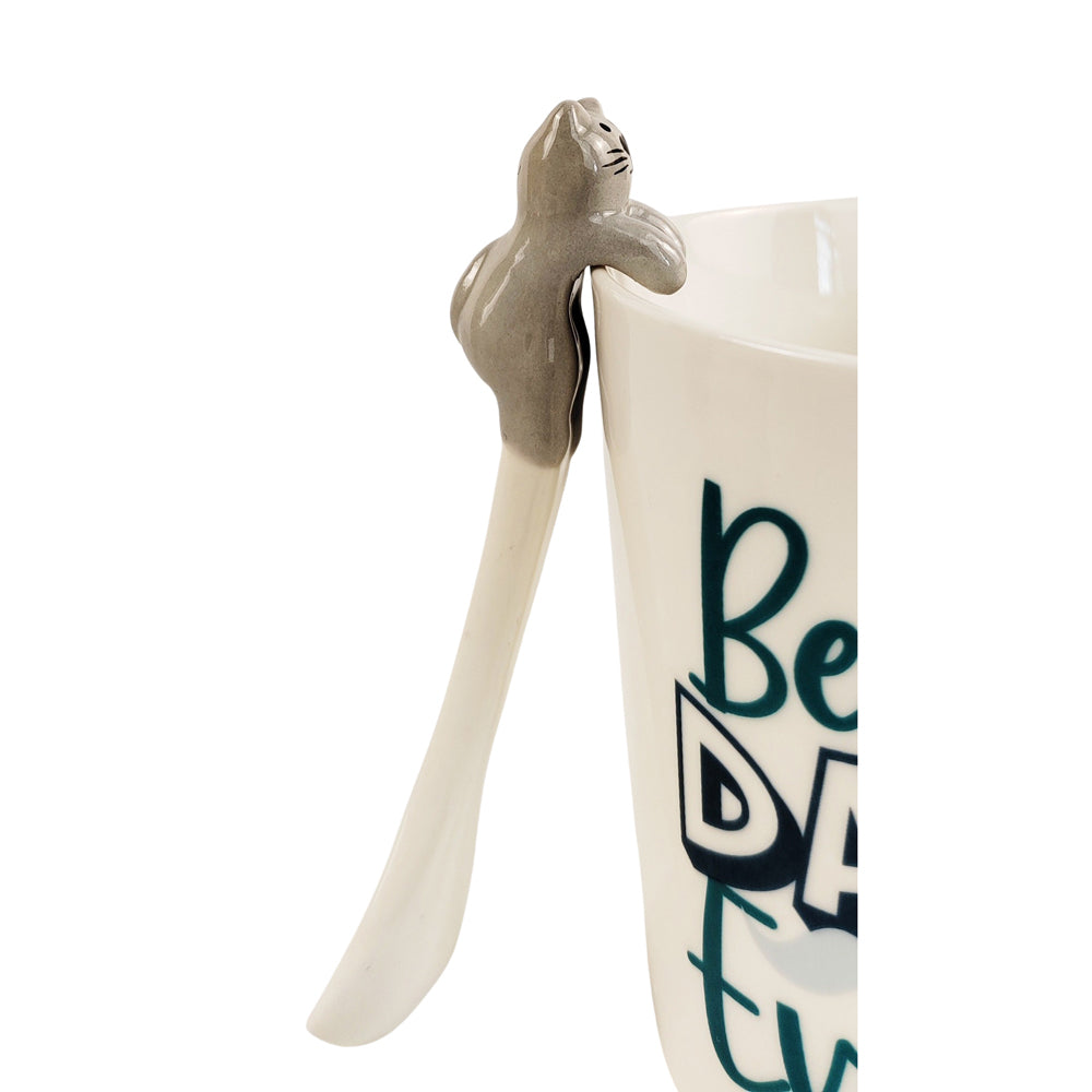3x Urban 12cm Cat Ceramic Hanging Spoon For Mug