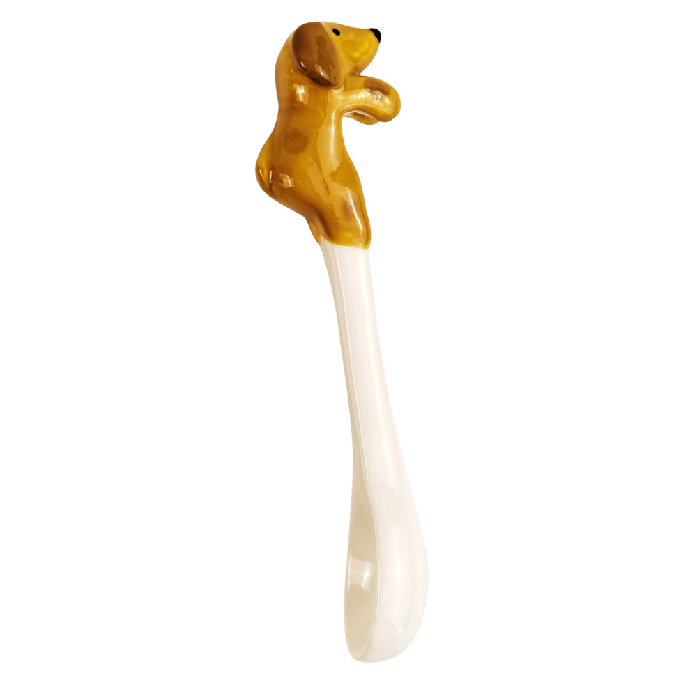 3x Urban 12cm Dog Ceramic Hanging Spoon For Mug - Caramel