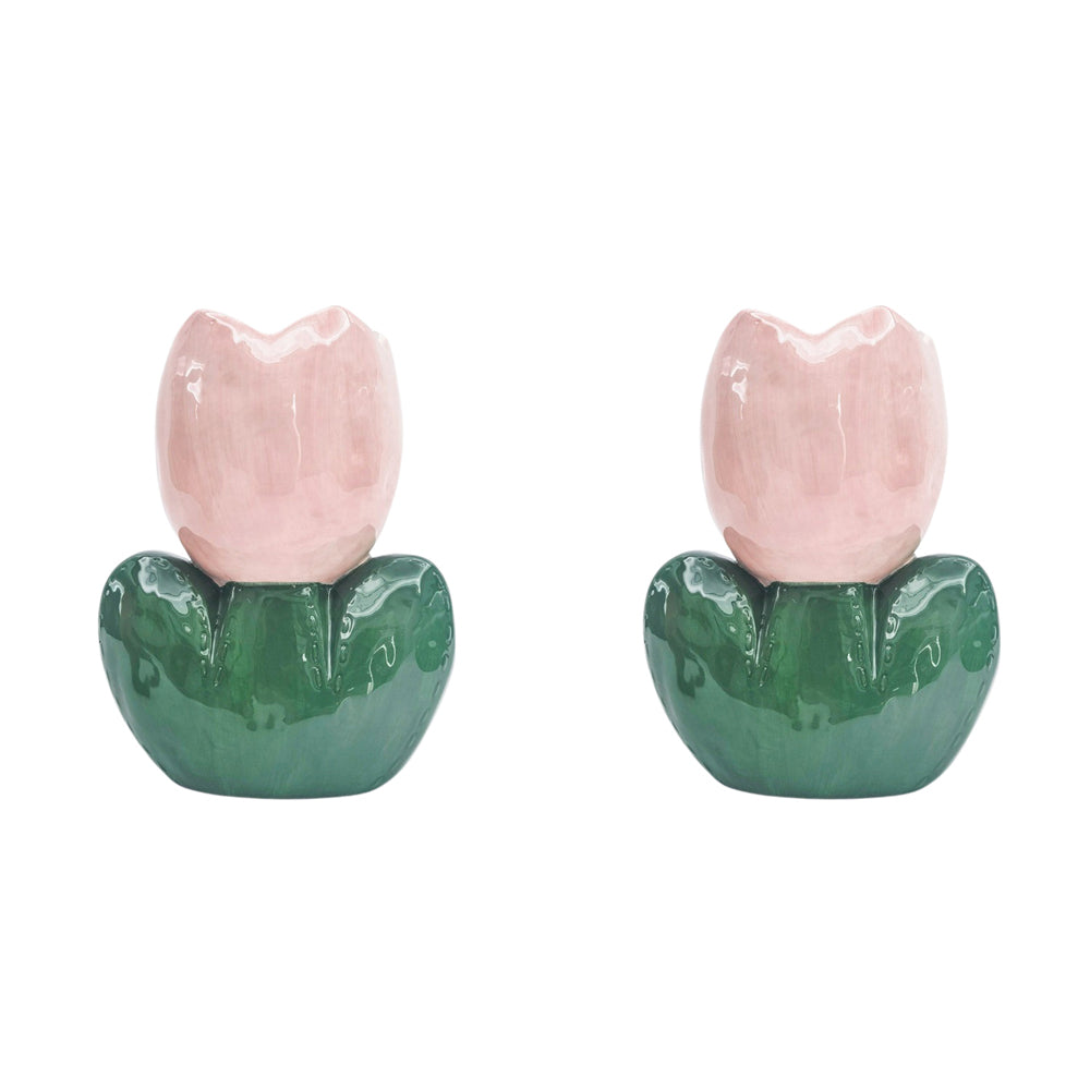 2PK Urban Tulip Vase Pink 21cm Decorative Home Kitchen/Lounge Decor