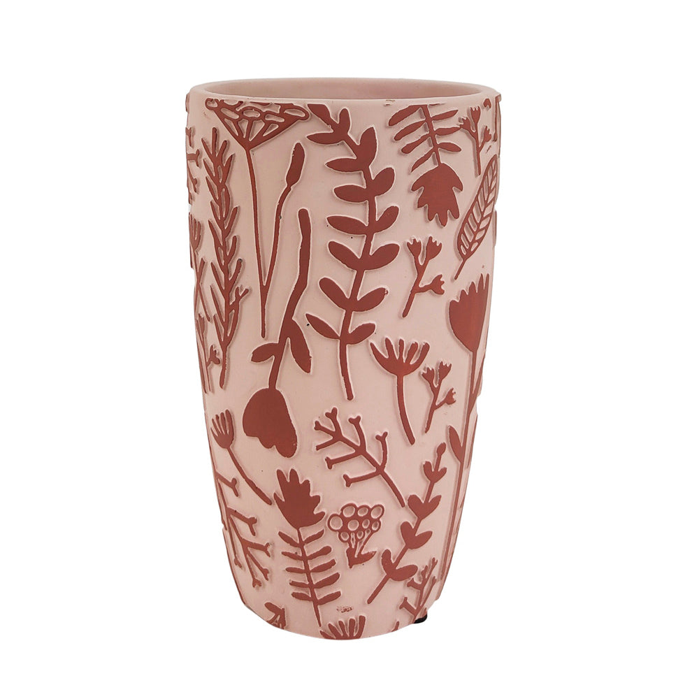 2x Urban Alex Floral 21cm Ceramic Plant/Flower Vase Large - Pink/Red