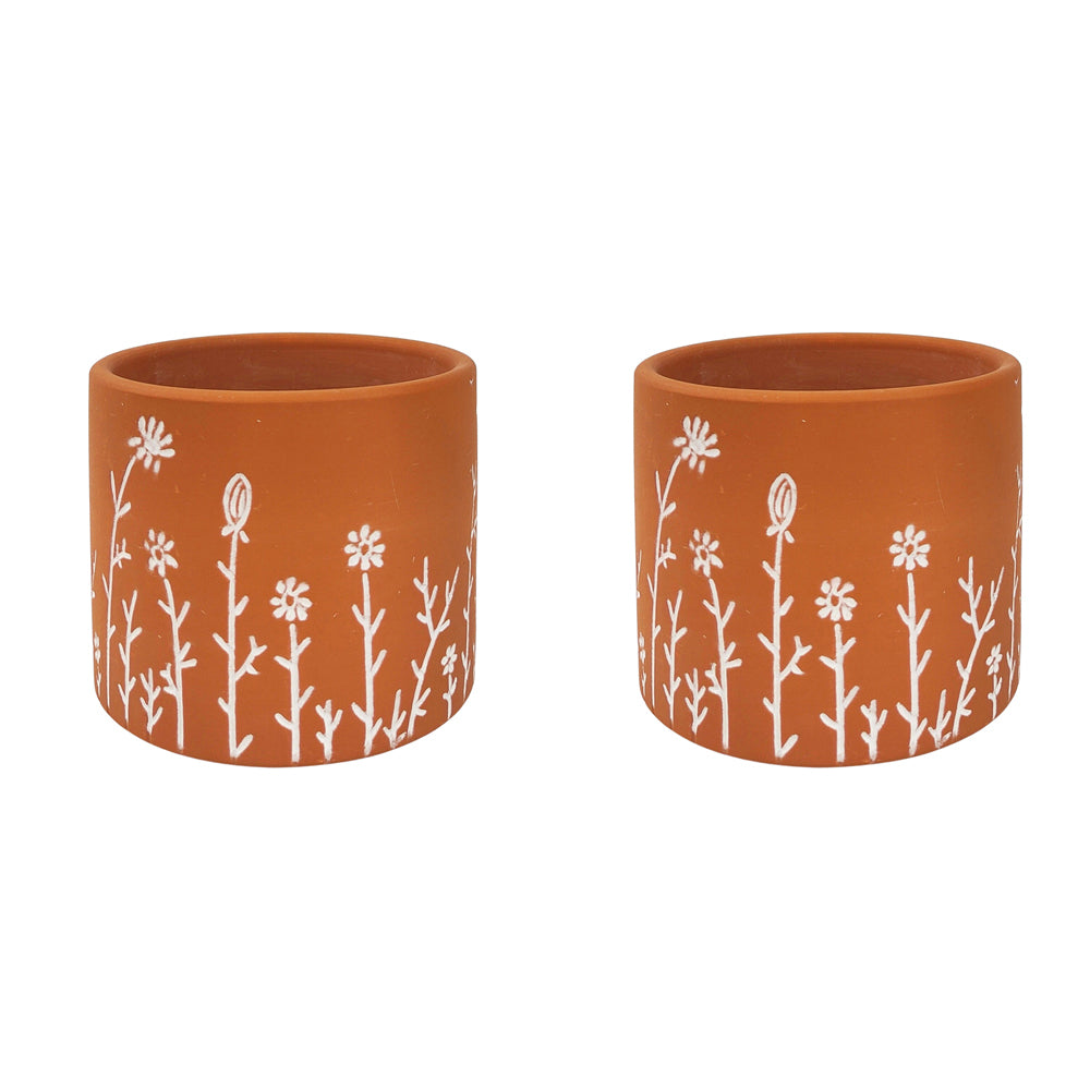 2x Urban Riya 10.5cm Ceramic Plant Pot Planter Small - Terracotta