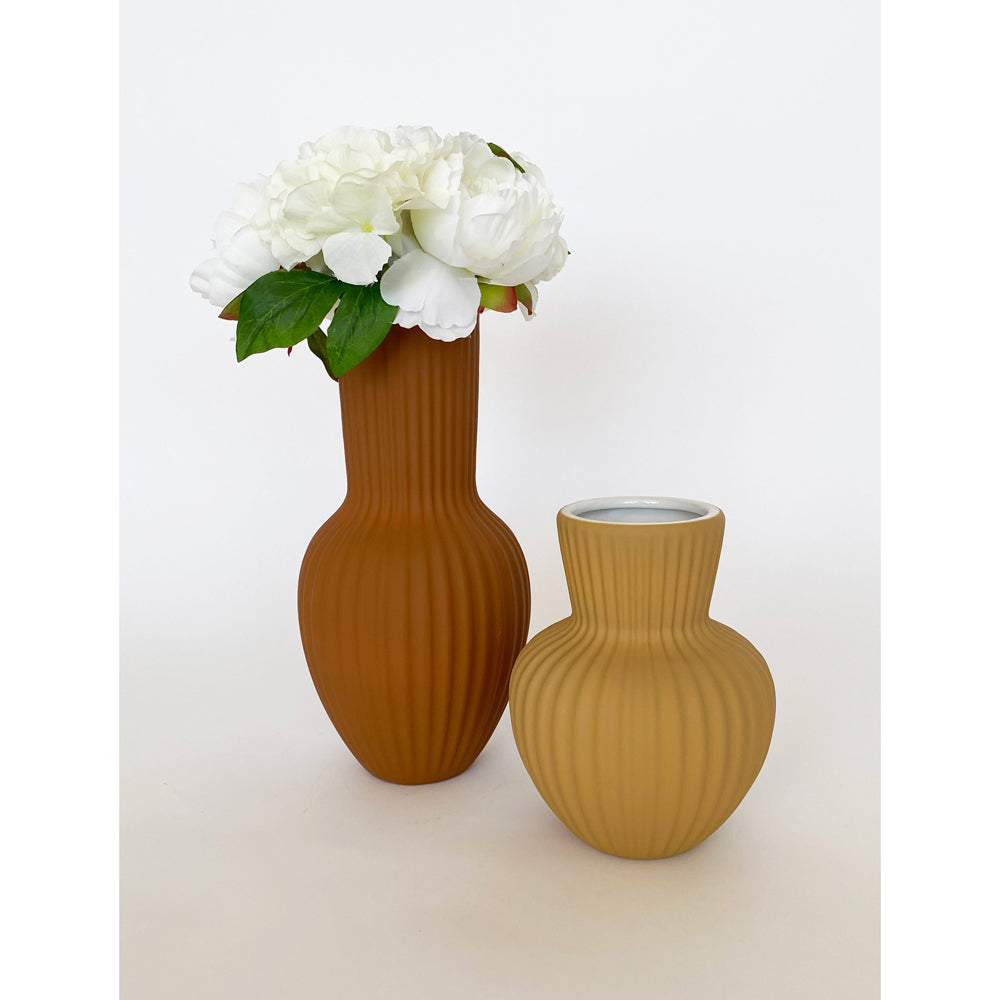 2x Urban Brooklyn 17cm Ceramic Plant/Flower Vase Display Pot Medium - Mustard