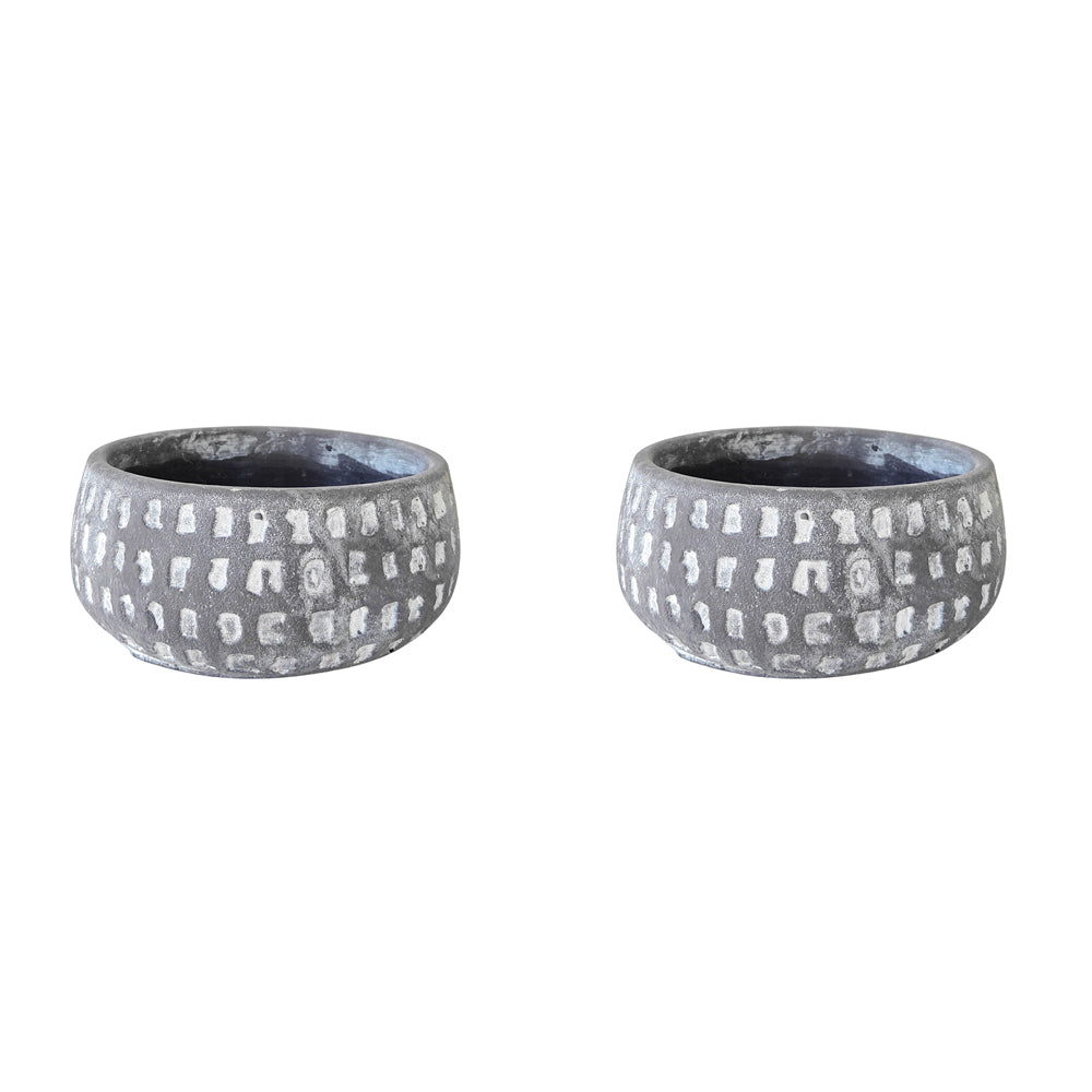 2x Urban Leah Round 17cm Concrete Planter Garden Plant Pot Medium - Black