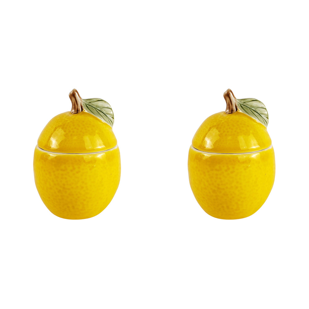 2x Urban 12.5cm Lemon Jar Snacks/Treats Container w/ Lid - Yellow