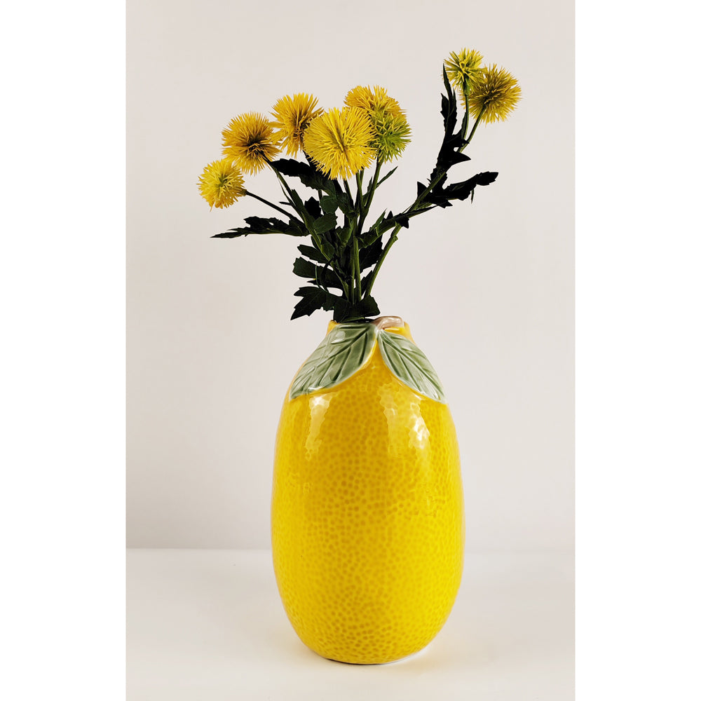 Urban Lemon 20.5cm Ceramic Flower Vase Home Decorative Pot - Yellow