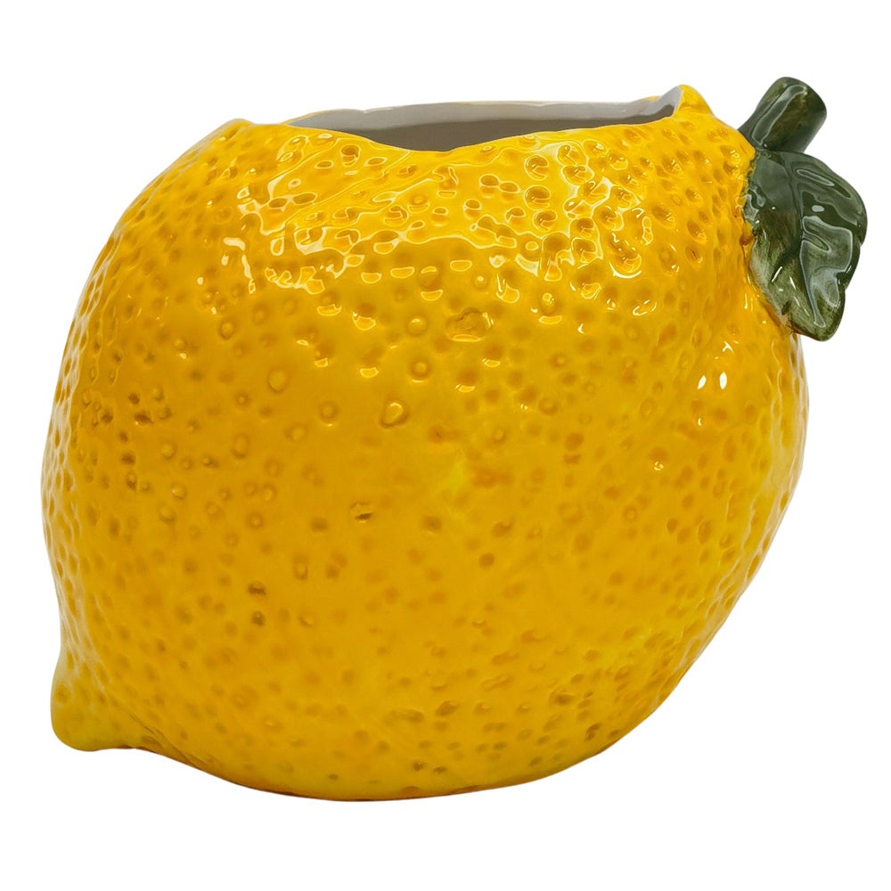 2PK Urban Lemon Planter Yellow 13cm Home Decorative Garden Decor