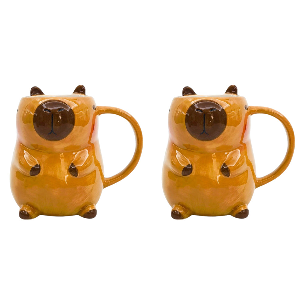 2PK Urban Capybara Mug Brown 13cm Home Kitchen Decor Drinkware