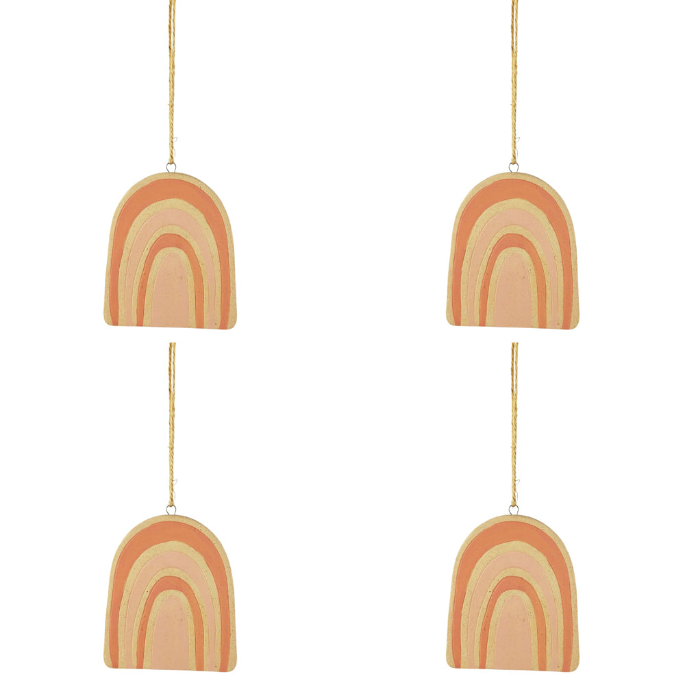 4x Urban 10cm Rainbow Ceramic Garden Hanging Charm - Pink