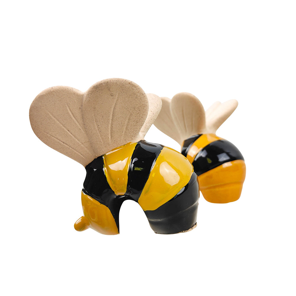 4x Urban 7cm Ceramic Bee Pot Hanger Figurine Decor - Black/Yellow