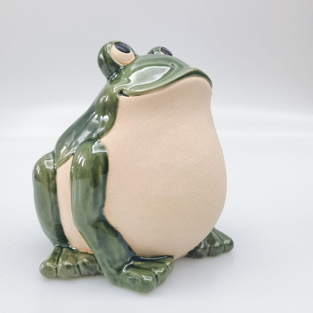 Urban Ceramic Standing Frog Outdoor Garden Planter Pot 16cm Green