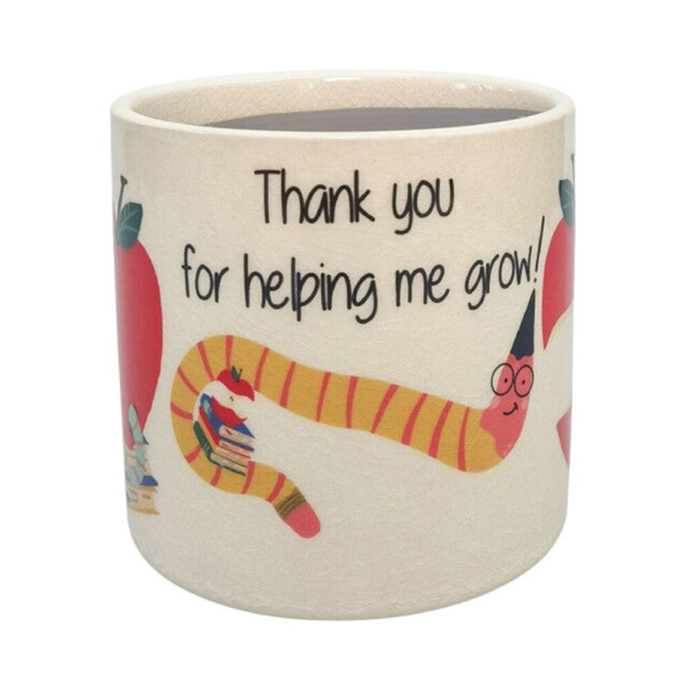 2PK Urban Bookworm Thank You Stoneware Outdoor Planter Pot 12x11cm Red