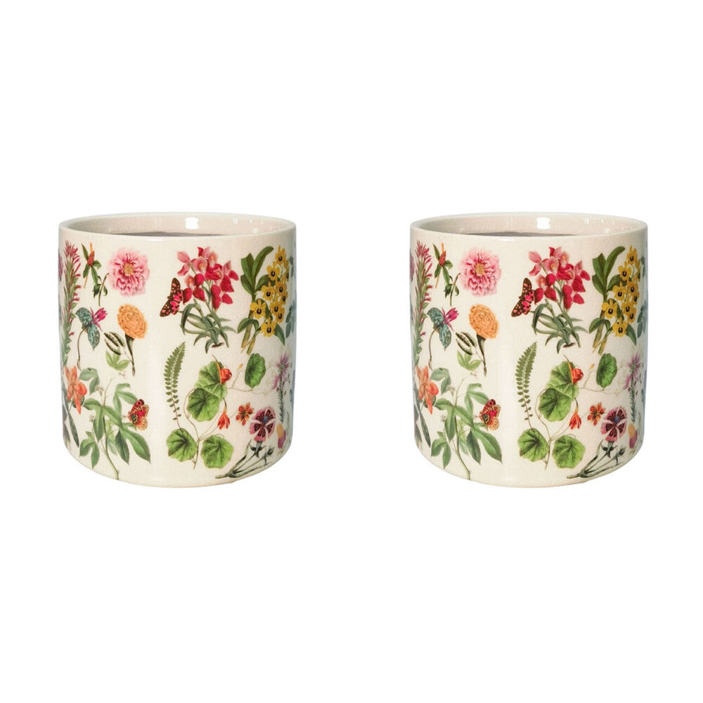 2PK Urban Botanicals Stoneware Outdoor Planter Pot 14x13cm Green