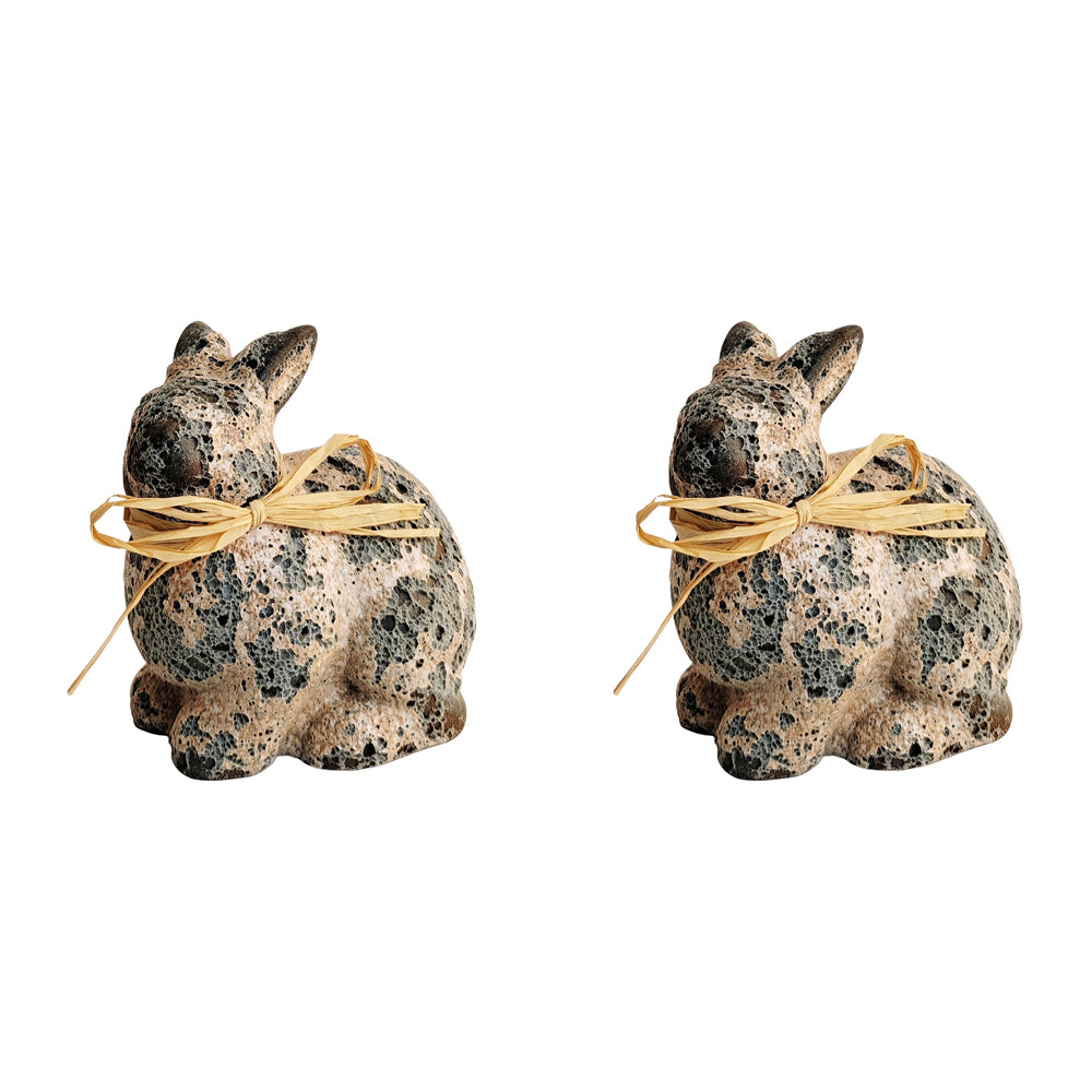 2x Urban 10.5cm Delphi Bunny Garden Ornament Home Yard Decor - Grey